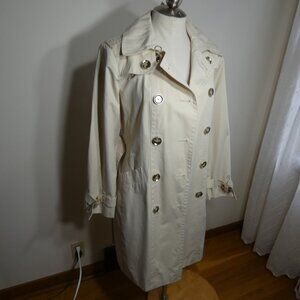 Belted London Fog  Trench Coat Size P L  Cream Colored